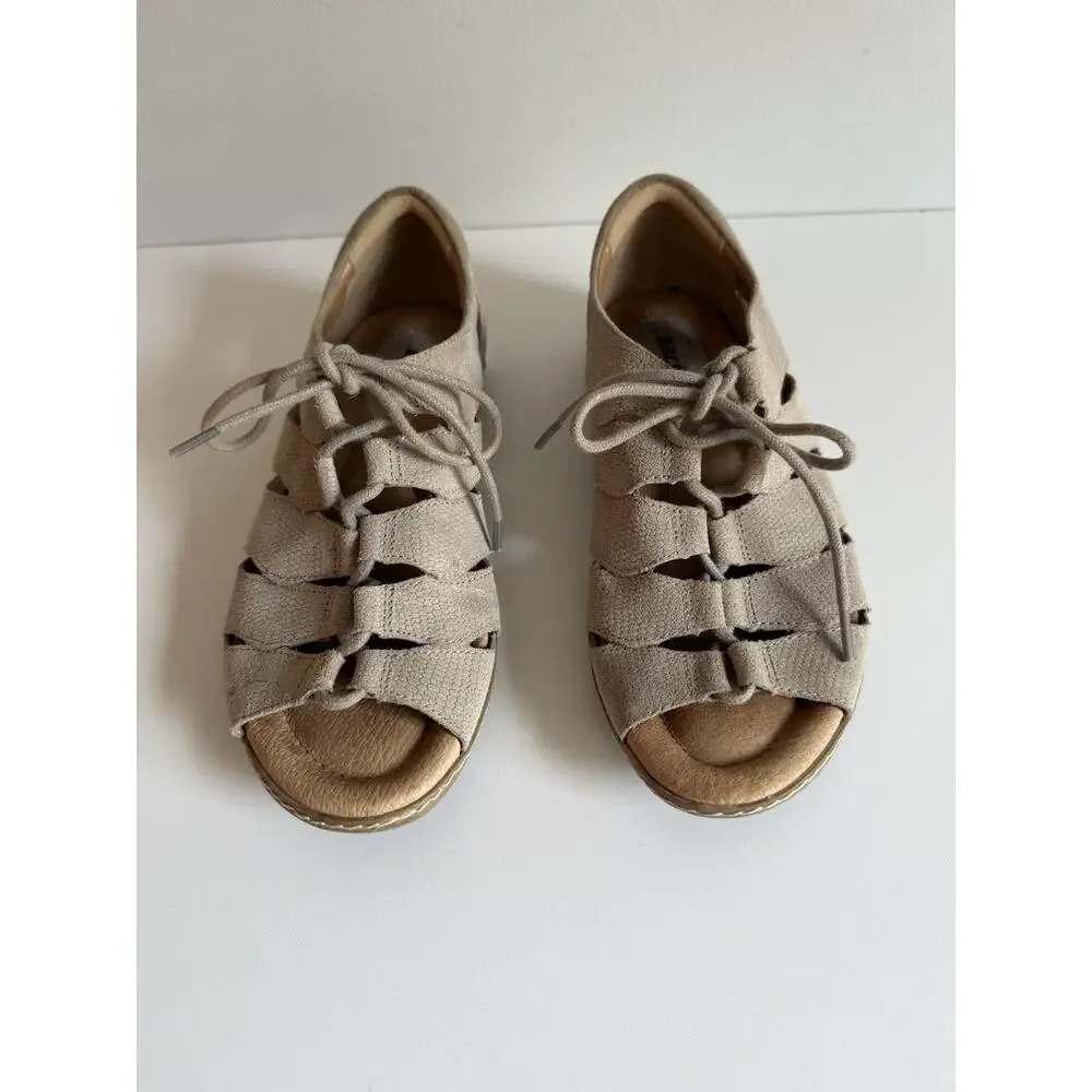 Earth Plover Gladiator Sandals Women's Size 7 Taupe Nubuck Lace-Up Comfort